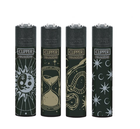 Encendedor negro con dibujos de las cartas del Tarot