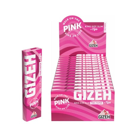 PAPELILLOS GIZEH PINK KING SIZE + TIPS 26 UNID.